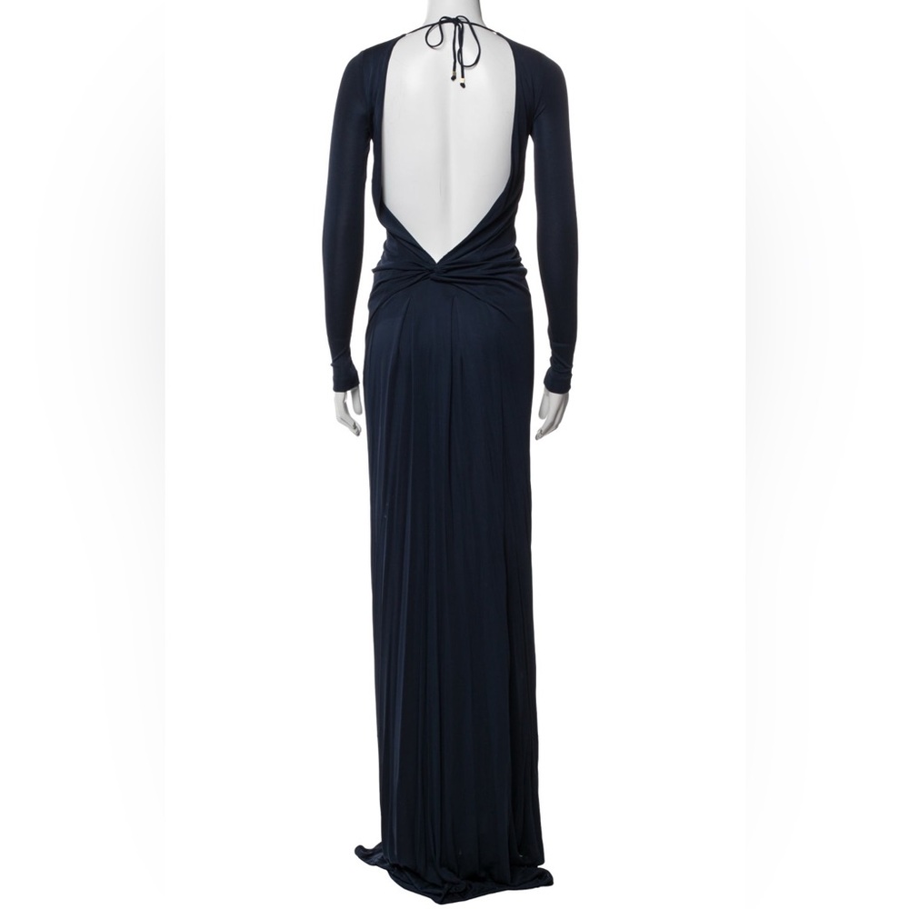 Roberto Cavalli Vintage Navy Blue Long Sleeve Backless Gown